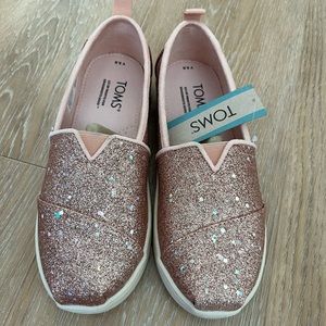 TOMS Rose Gold Glitter Flats Sz 3.5 Brand New without Box